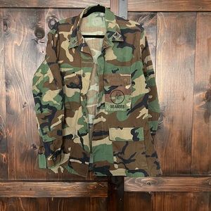 Vintage Large Camo Camouflage Seabees Jacket